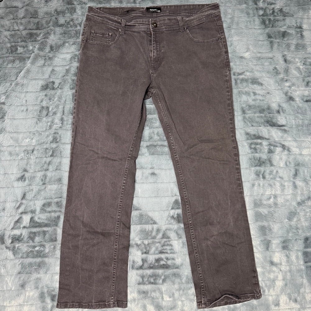 Kayden K Slim Straight Pants Mens 38x32 Charcoal Grey Stretch Denim 5-Pocket